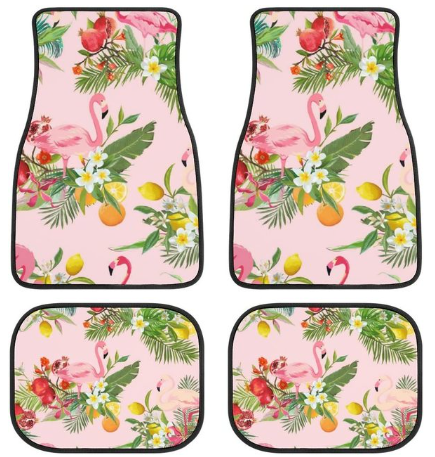 tapis caoutchouc voiture flamant rose