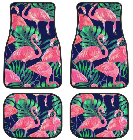 tapis de voiture flamant rose tropical