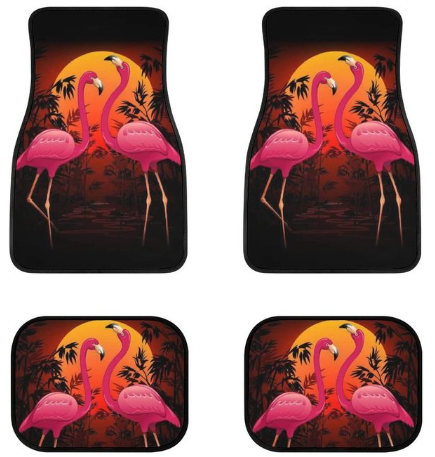 ensemble de tapis de sol de voiture avec flamant rose