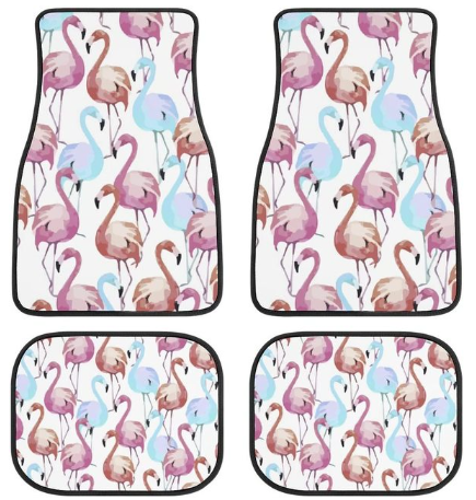 lot de 4 tapis de sol de vehicule flamant rose