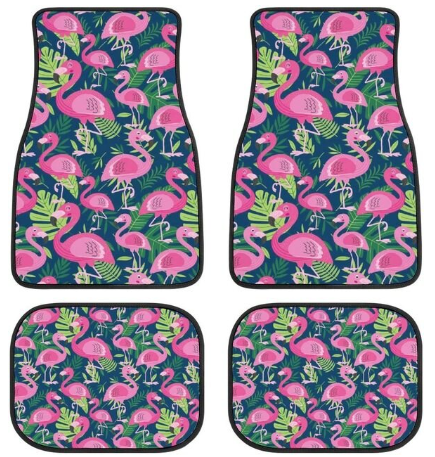 lot de tapis de voiture flamant rose tropical