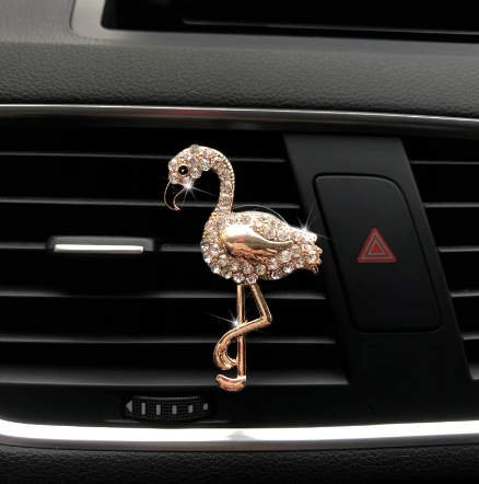 diffuseur de parfum de voiture en forme de flamant rose strass