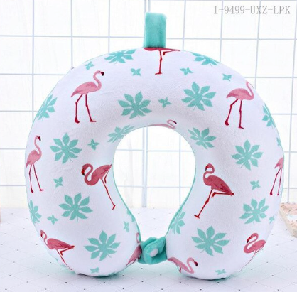 coussin rond pour voyage flamant rose