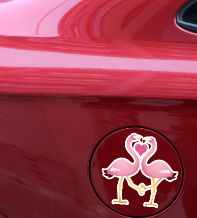 autocollant pvc voiture flamant rose
