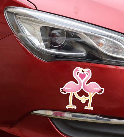 stickers voiture flamant rose