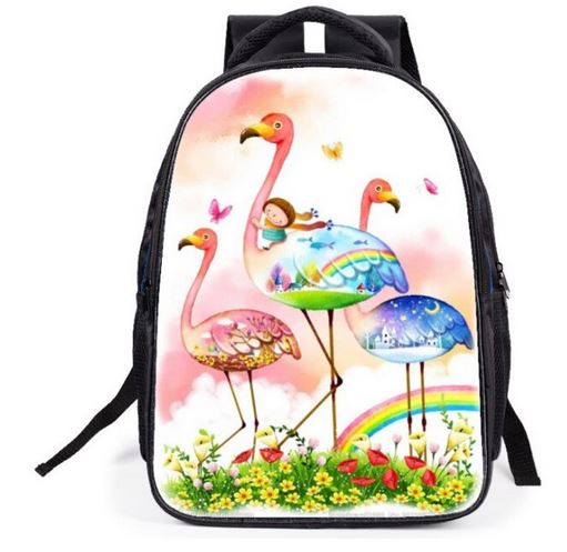 cartable imprime flamant rose dessin anime cartoon