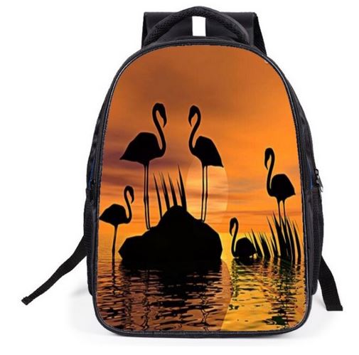 sac a dos flamant rose coucher de soleil