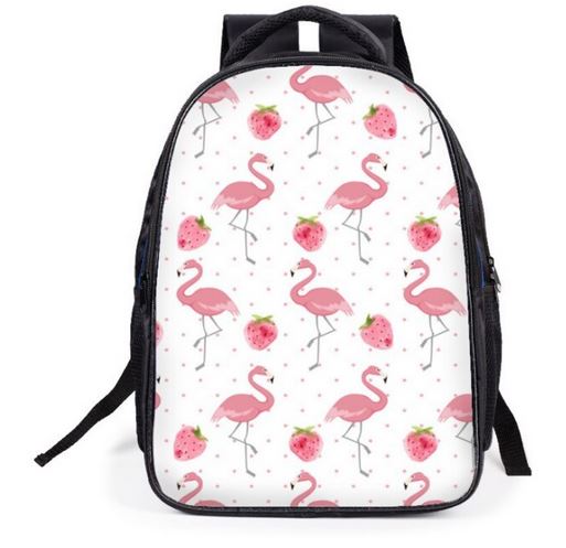 cartable flamant rose avec fraises chic fille