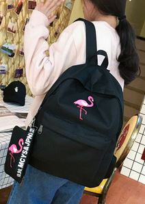 cartable mixte flamant rose noir