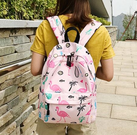 cartable a dos flamant rose mignon ado