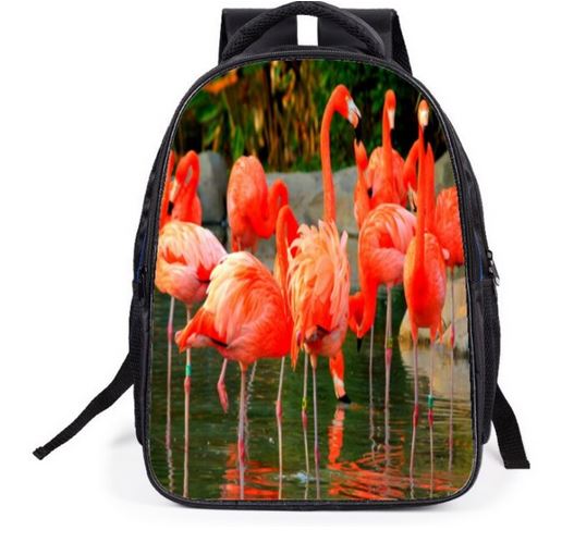 sac a dos flamant rose imprime realiste