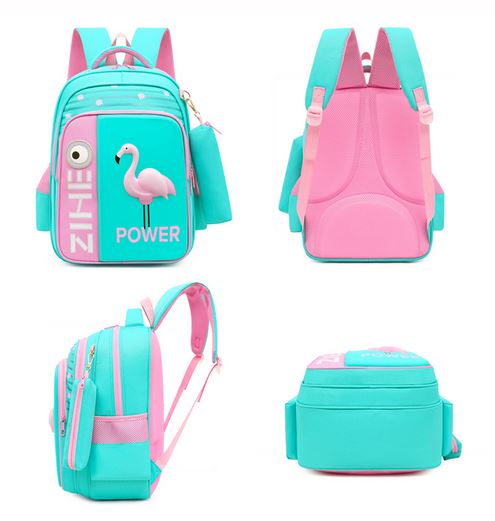 cartable flamant rose bleu