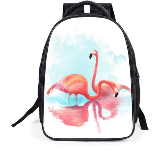 sac a dos flamant rose reflet dans l'eau