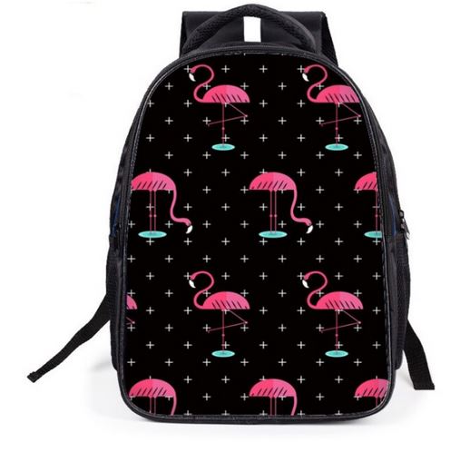 grand sac d'ecole bretelles renforcees noir flamant rose