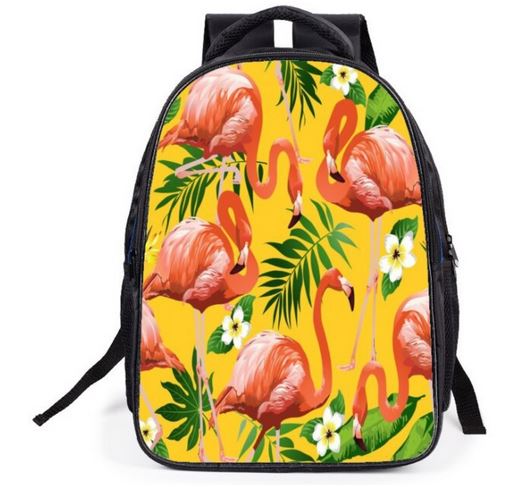 sac a dos flamant rose tropical fleurs