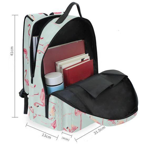 sac a dos flamant rose avec pochette assortie