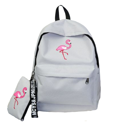 cartable sac a dos flamant rose gris