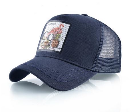 casquette bleu marine flamant rose legere