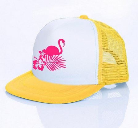 casquette mixte flamant rose jaune