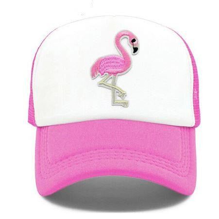 casquette blanche et rose avec flamant rose pas cher