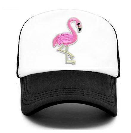 casquette noire et blanche avec flamant rose pour enfant et adulte