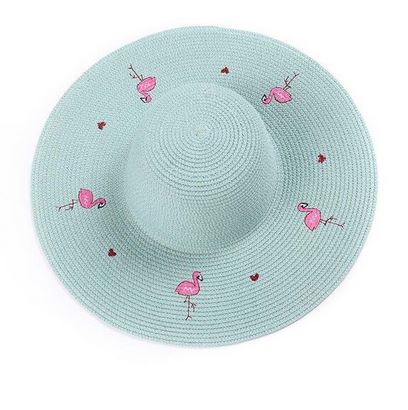grand chapeau de paille flamant rose femme