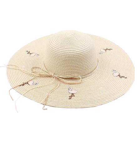 beau chapeau en paille femme flamant rose