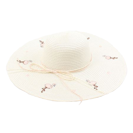 chapeau en paille blanc flamant rose femme