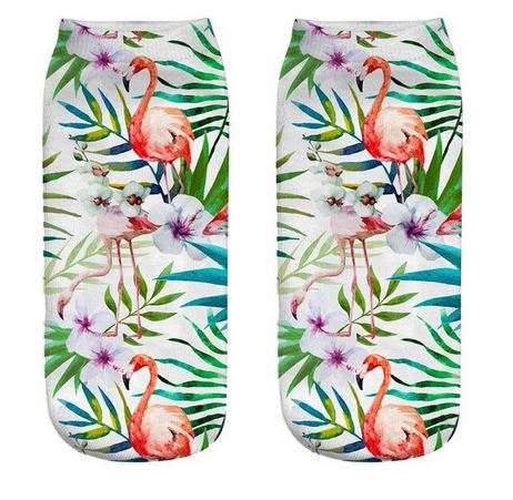 chaussettes flamant rose blanc
