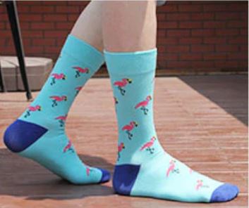 chaussettes flamant rose bleues