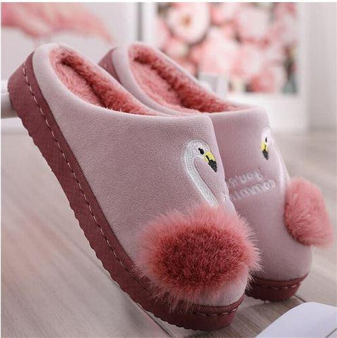 chaussons avec flamant rose compenses