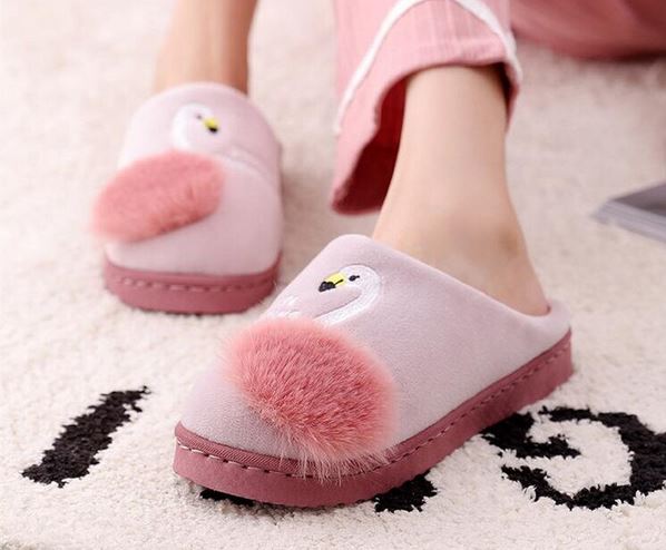beaux chaussons compenses flamant rose