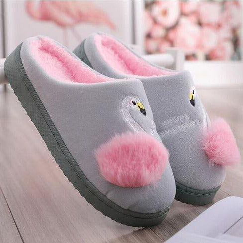 chaussons doux flamant rose pour femme