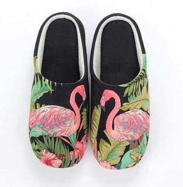 Chaussons noirs Flamant Rose