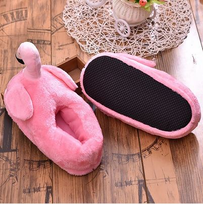 Chaussons Flamant Rose Pastel semelle anti dérapante