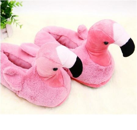 chaussons chauds flamant rose unisexe