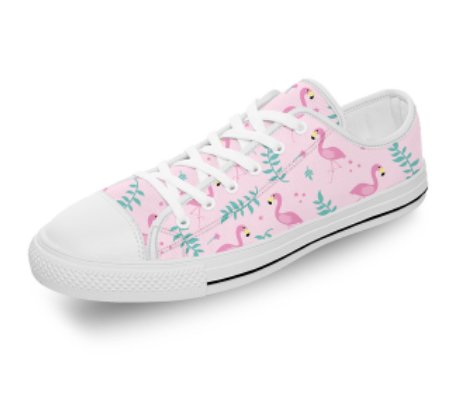 baskets en toile flamant rose style bensimon