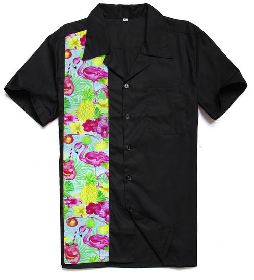 Chemise Homme avec Flamant Rose Noir