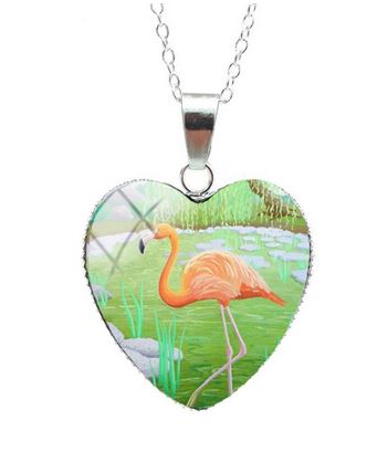 Collier Flamant Rose romantique