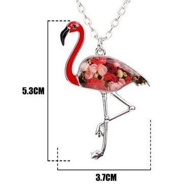 pendentif chaine flamant rose