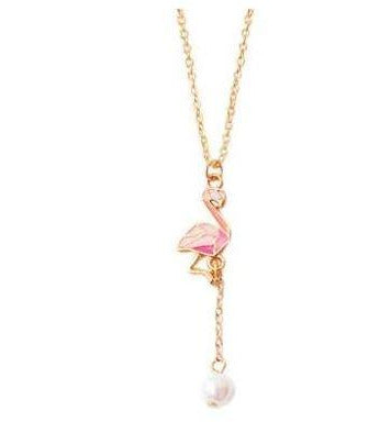 Collier Flamant Rose avec des Perles