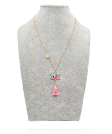 Collier Flamant Rose Pompon mauvaise oeil