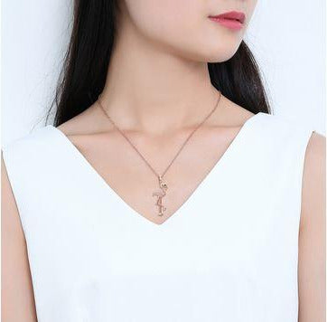 Collier Flamant Rose Or Rose pour femme