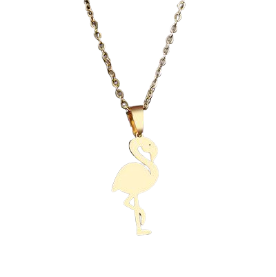 Collier Flamant Rose plaque Or