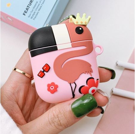 coque pour chargeur airpods flamant rose 3D