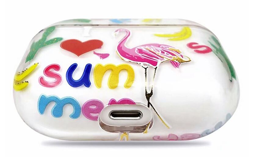 coque silicone pour airpods pro flamant rose