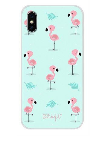 coque portable huawei avec bebe flamant rose