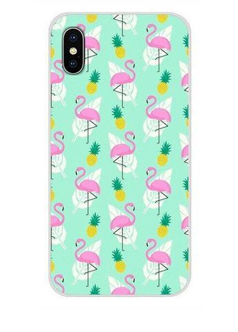 coque silicone pour huawei flamant rose ananas tropical