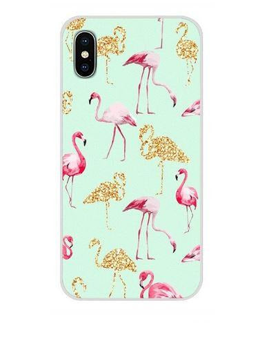 coque huawei avec flamant rose et paillette or
