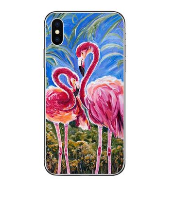coque silicone pour iphone avec flamant rose